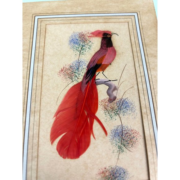 Vintage Feather Bird Art Pieces Set of 2,Red & Blue Animal Home Wall Art 5x7 - Picture 6 of 12